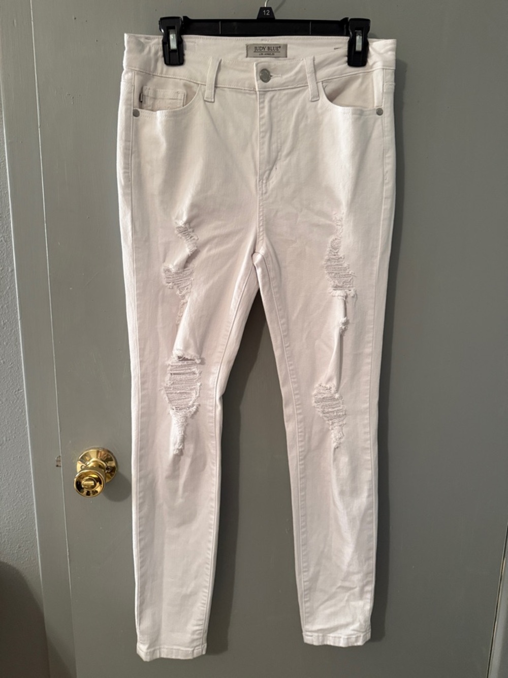 Judy Blue White Ripped High-Rise Skinny Jeans